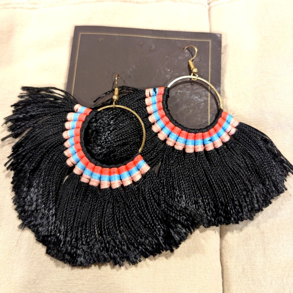 Chic Black and Multicolor Hoop Earrings